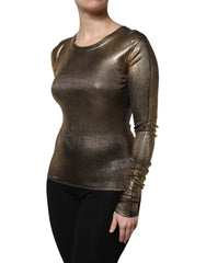 Dolce & Gabbana Gold Round Neck Long Sleeve Pullover Top - IT40|S - Sweaters