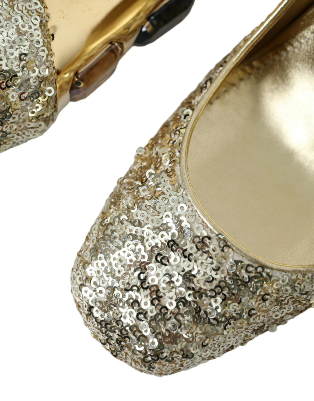 Dolce & Gabbana Gold Sequin Crystal Heels Pumps Shoes - Heels