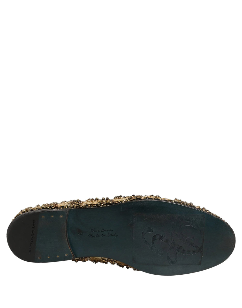 Dolce & Gabbana Gold Sequin Embellished Dress Loafers Shoes - EU43/US10