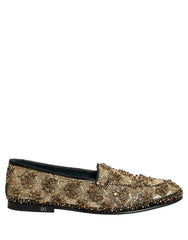 Dolce & Gabbana Gold Sequin Embellished Dress Loafers Shoes - EU43/US10