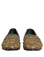 Dolce & Gabbana Gold Sequin Embellished Dress Loafers Shoes - EU43/US10