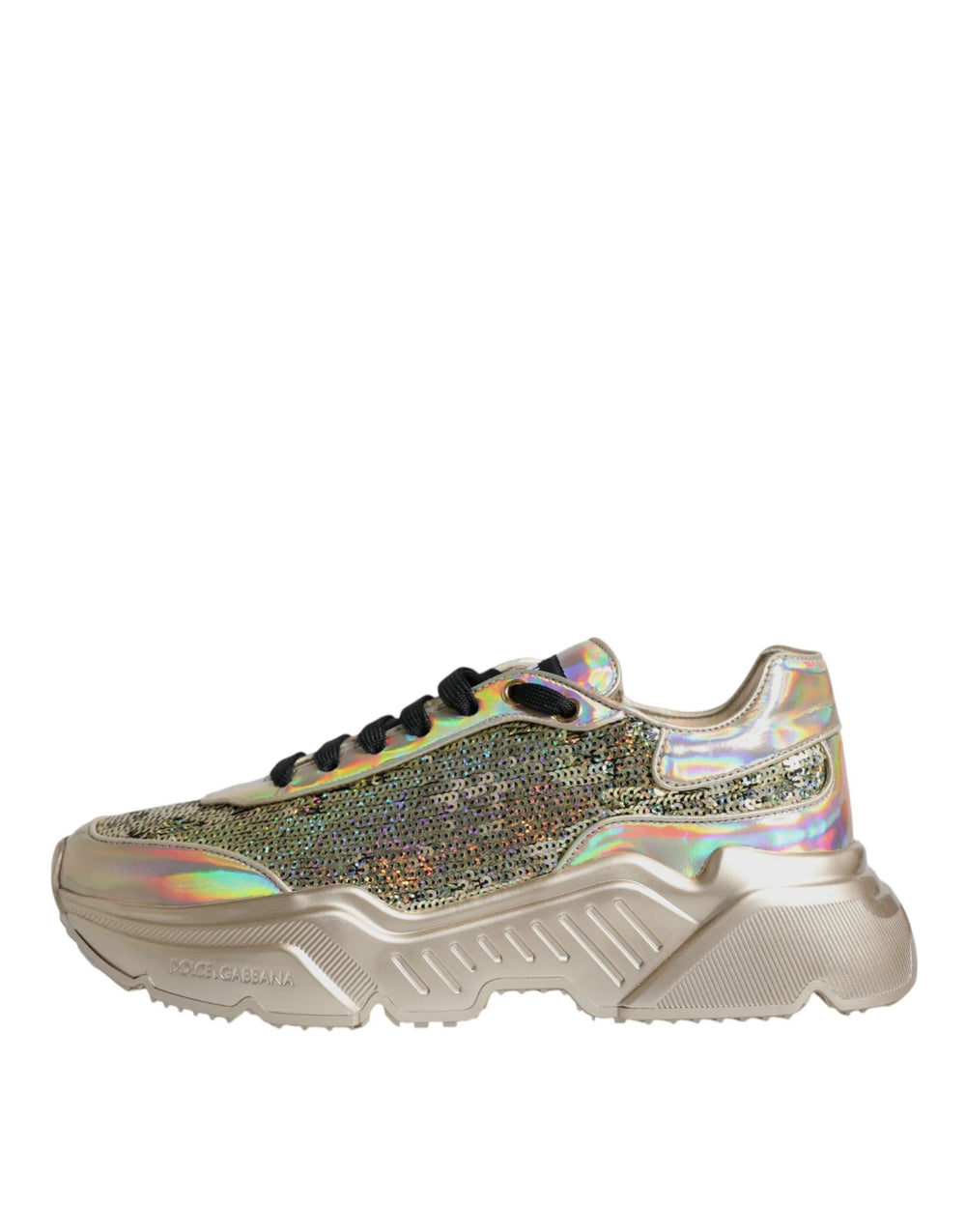 Dolce & Gabbana Gold Sequin Iridiscent Daymaster Sneakers Shoes - Sneakers