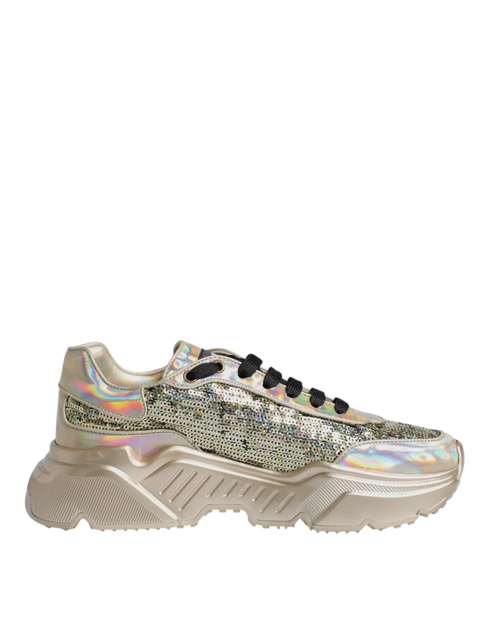 Dolce & Gabbana Gold Sequin Iridiscent Daymaster Sneakers Shoes - Sneakers