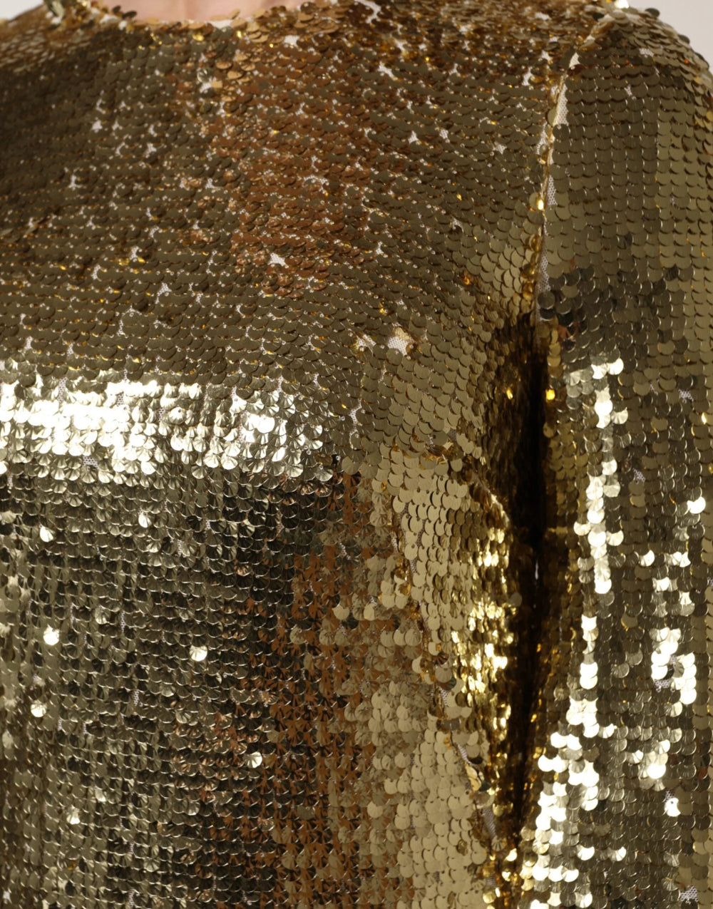 Dolce & Gabbana Gold Sequin Long Sleeve Mini Dress - IT40|S - Dresses