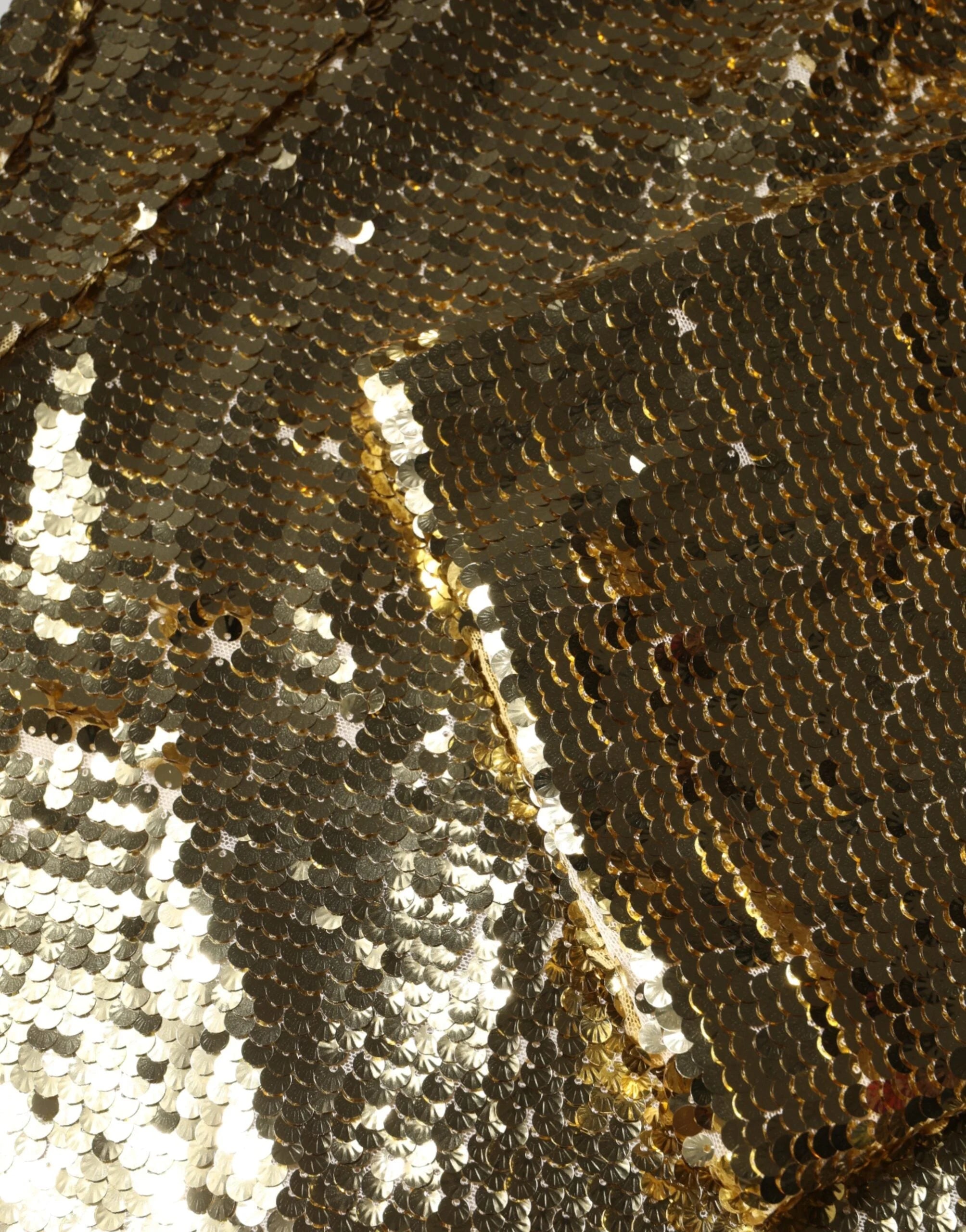 Dolce & Gabbana Gold Sequin Long Sleeve Mini Dress - IT40|S - Dresses