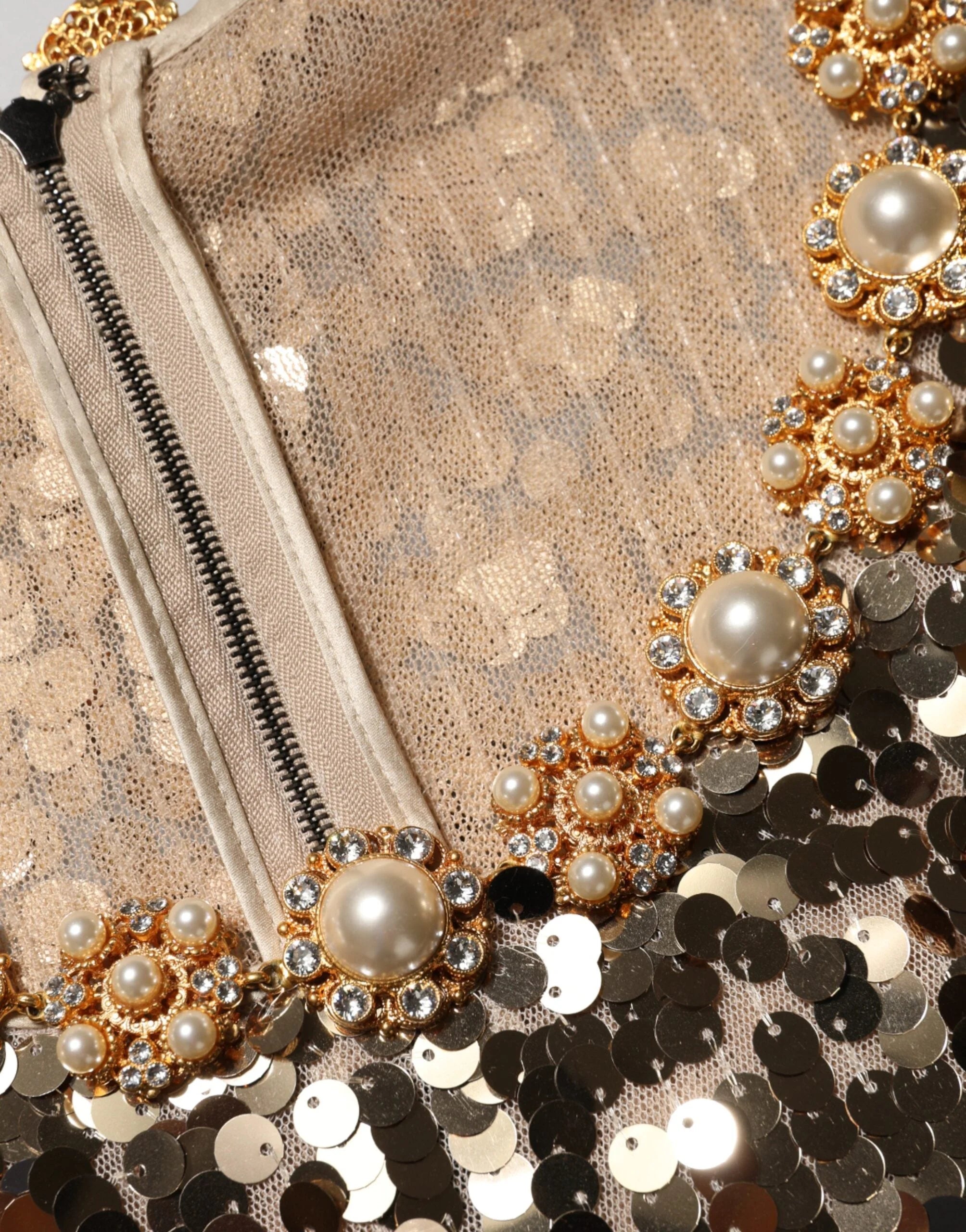 Dolce & Gabbana Gold Sequined Nylon A-line Sheath Mini Dress - IT40|S