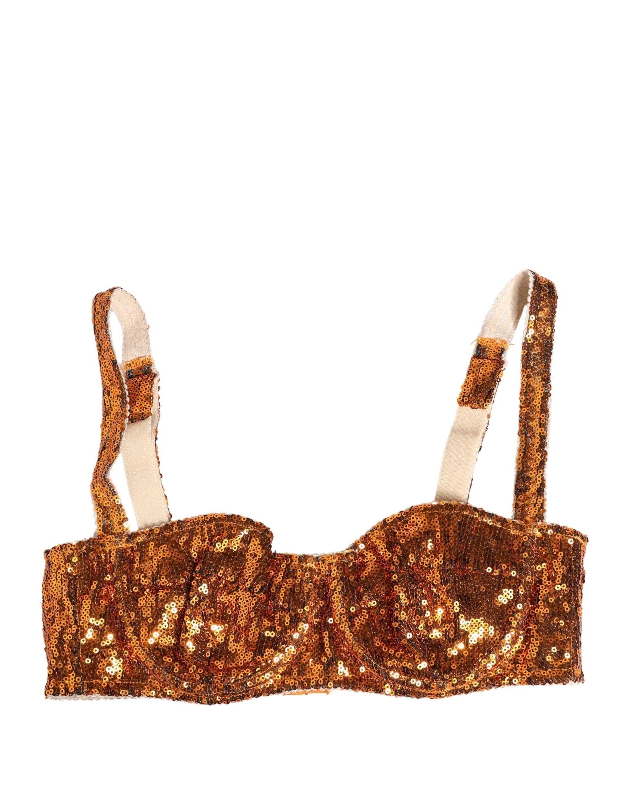Dolce & Gabbana Guldfarvet Sequined Nyon Balconette BH Undertøj - IT2 | S