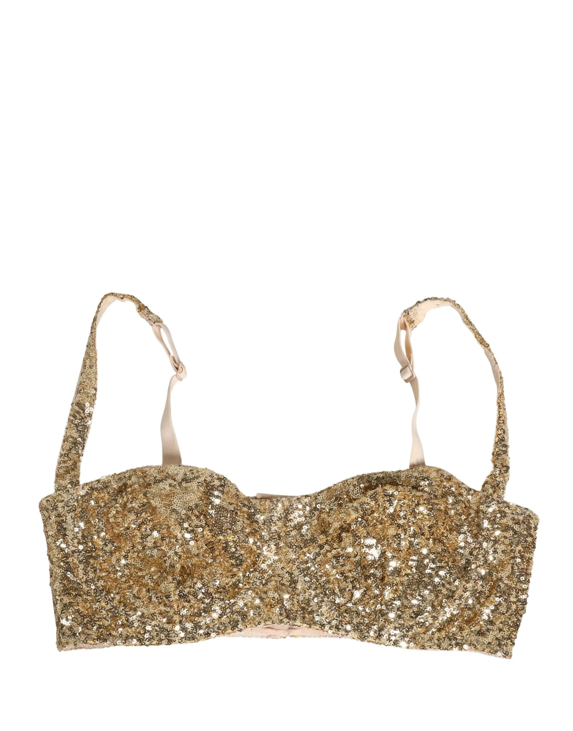 Dolce & Gabbana Gold Sequined Semi-Pad Underwire Bra Underwear - IT5 | XL