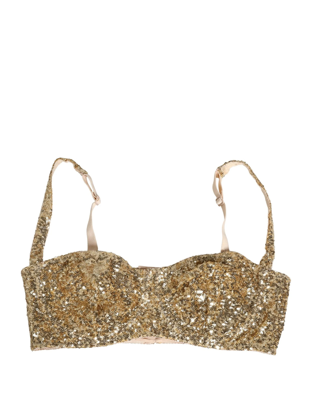 Dolce & Gabbana Gold Sequined Semi-Pad Underwire Bra Underwear - IT5 | XL