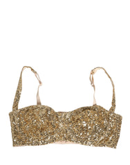 Dolce & Gabbana Gold Sequined Semi-Pad Underwire Bra Underwear - IT5 | XL