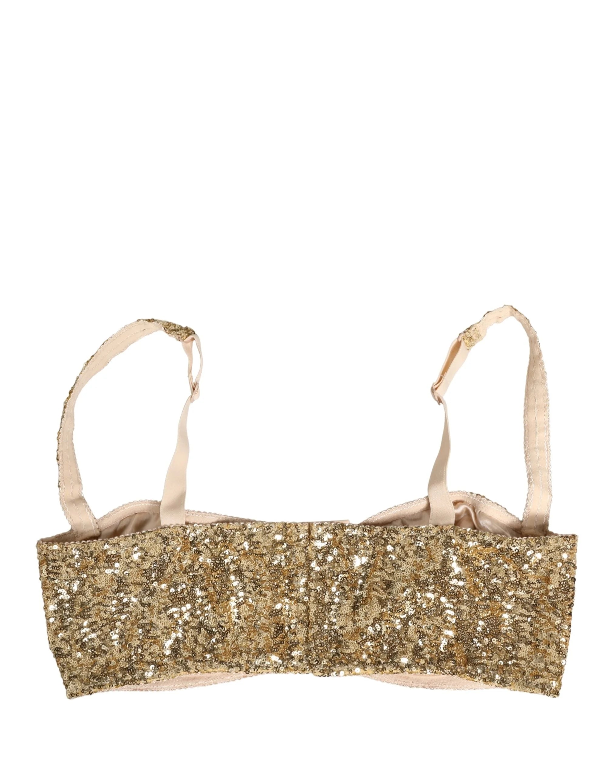 Dolce & Gabbana Gold Sequined Semi-Pad Underwire Bra Underwear - IT5 | XL