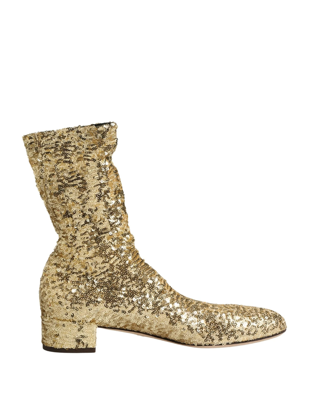 Dolce & Gabbana Gold Sequined Short Boots Stretch Shoes - Boots
