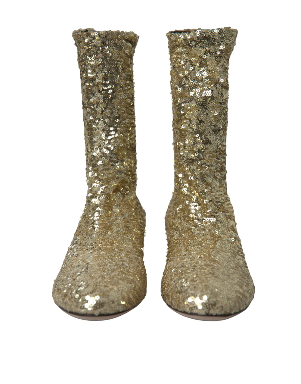 Dolce & Gabbana Gold Sequined Short Boots Stretch Shoes - Boots