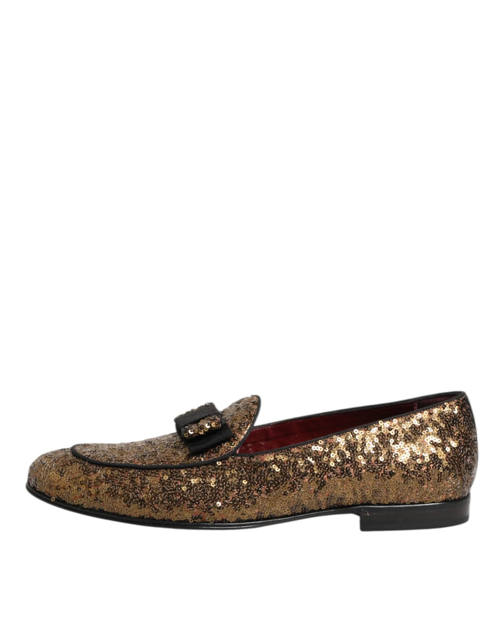 Dolce & Gabbana Gold Sequined Slip On Loafers Men Dress Shoes - EU44/US11 - Flats