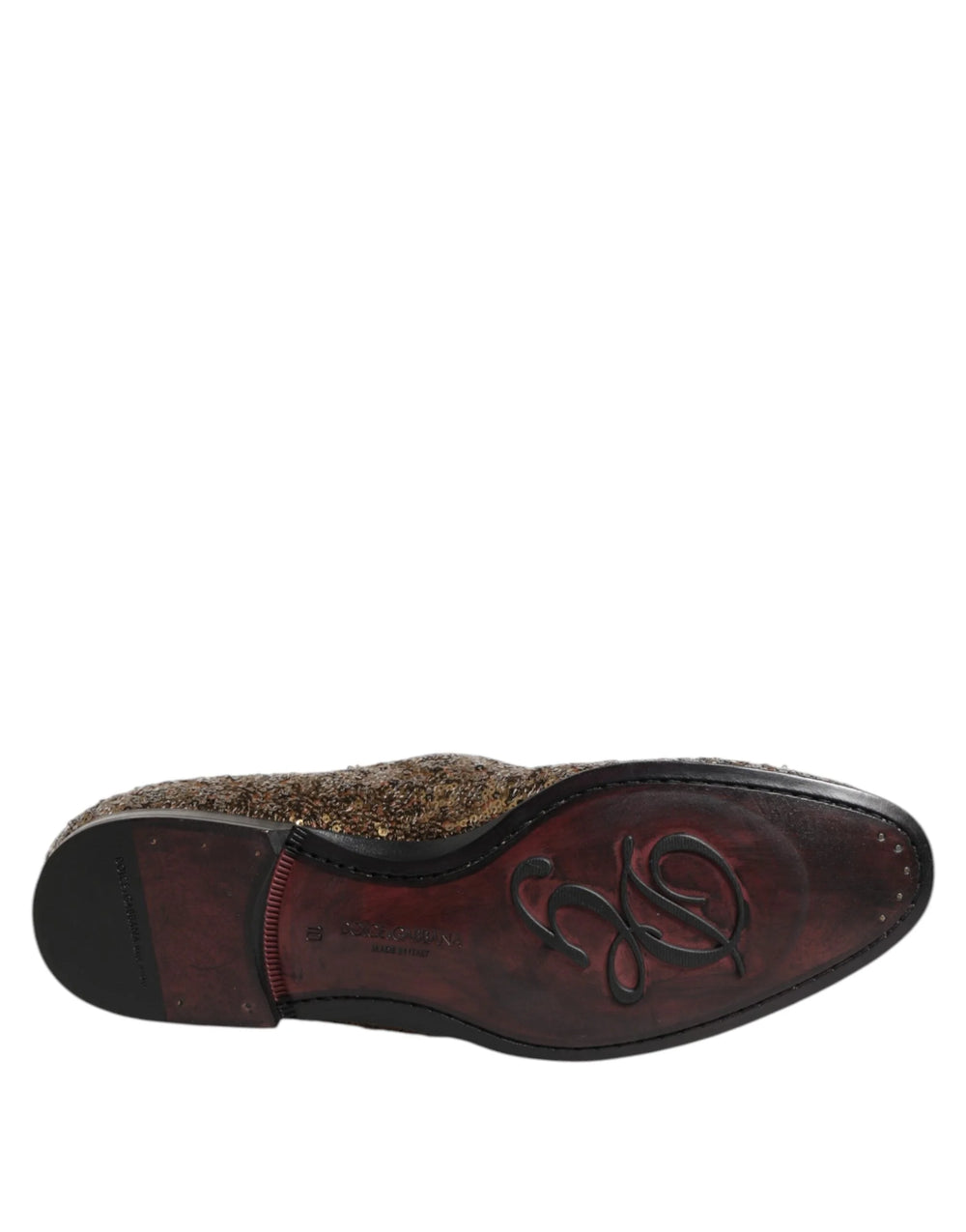 Dolce & Gabbana Gold Sequined Slip On Loafers Men Dress Shoes - EU44/US11 - Flats