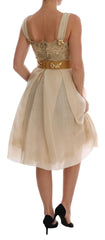 Dolce & Gabbana Gold Silk Crystal Embellished Dress - IT44|L - Dresses