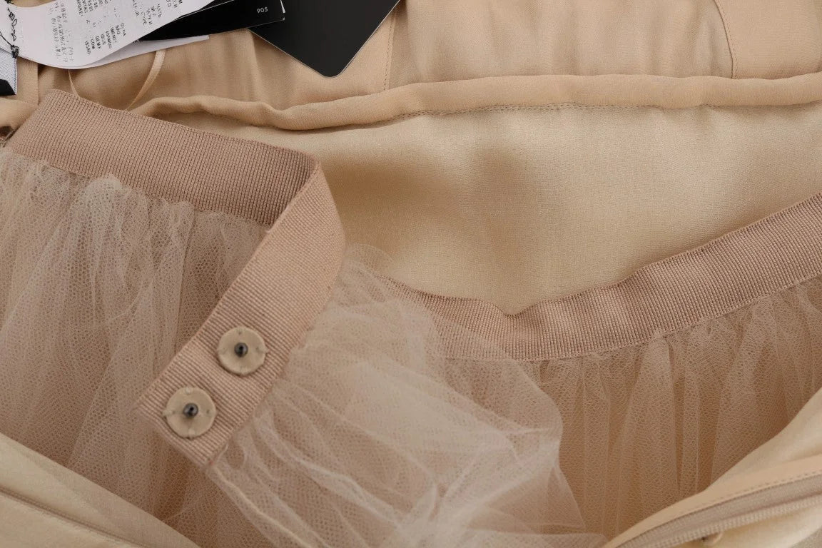 Dolce & Gabbana Gold Silk Crystal Embellished Dress - IT44|L - Dresses