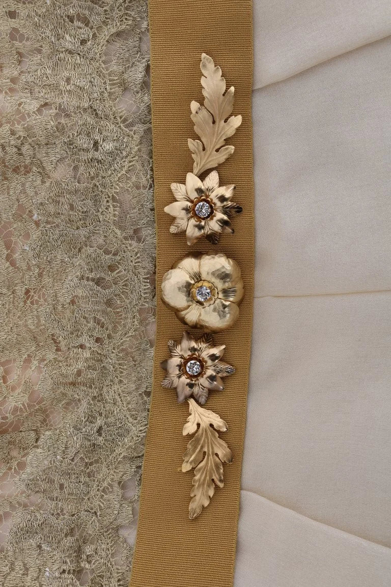 Dolce & Gabbana Gold Silk Crystal Embellished Dress - IT44|L - Dresses