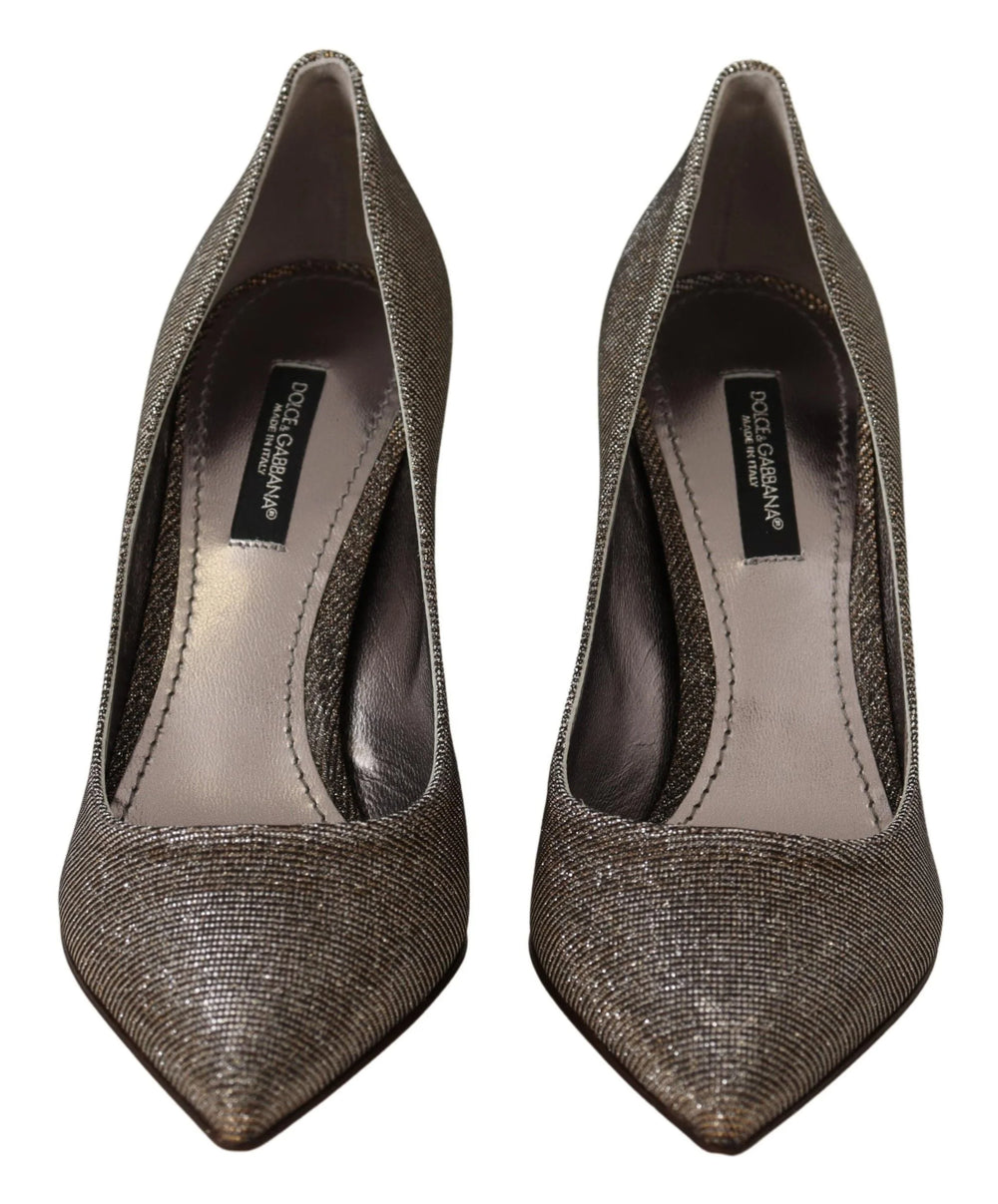 Dolce & Gabbana Gold Silver Fabric Heels Pumps Shoes - EU35.5/US5 - Heels