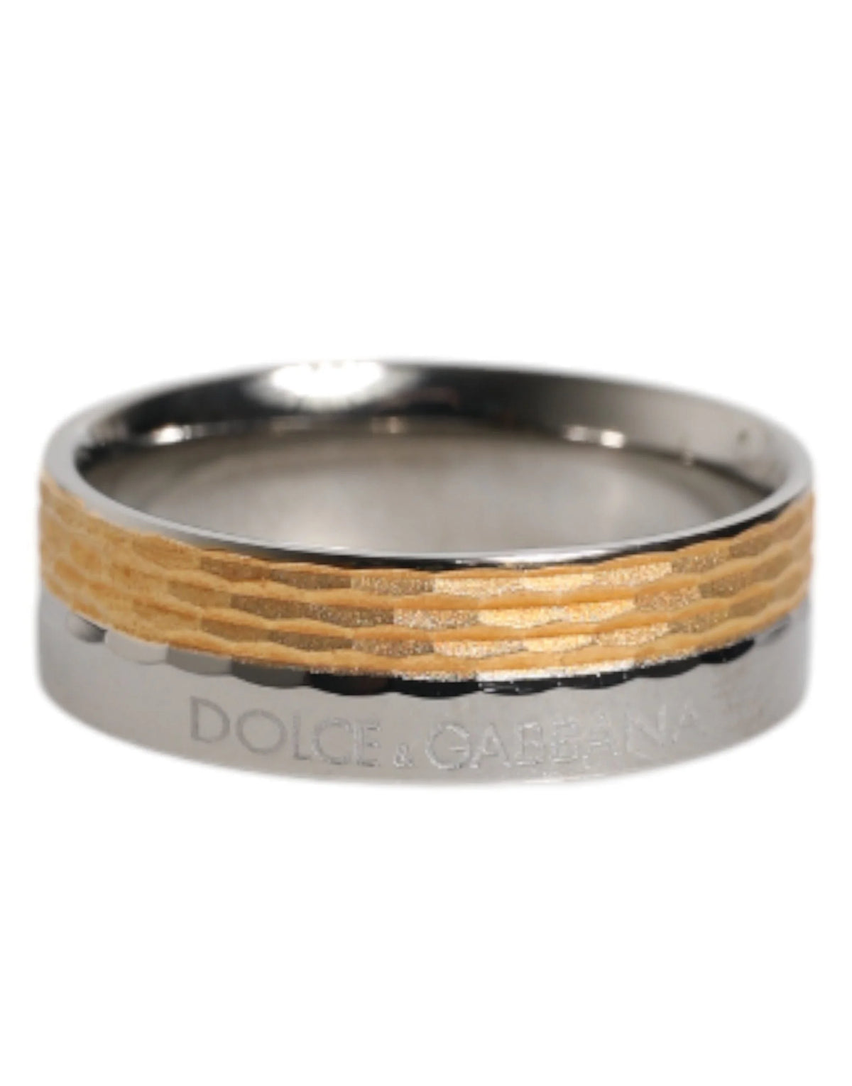 Dolce & Gabbana Gold Silver Tone Real Brass DG Logo Ring - EU56 | US8
