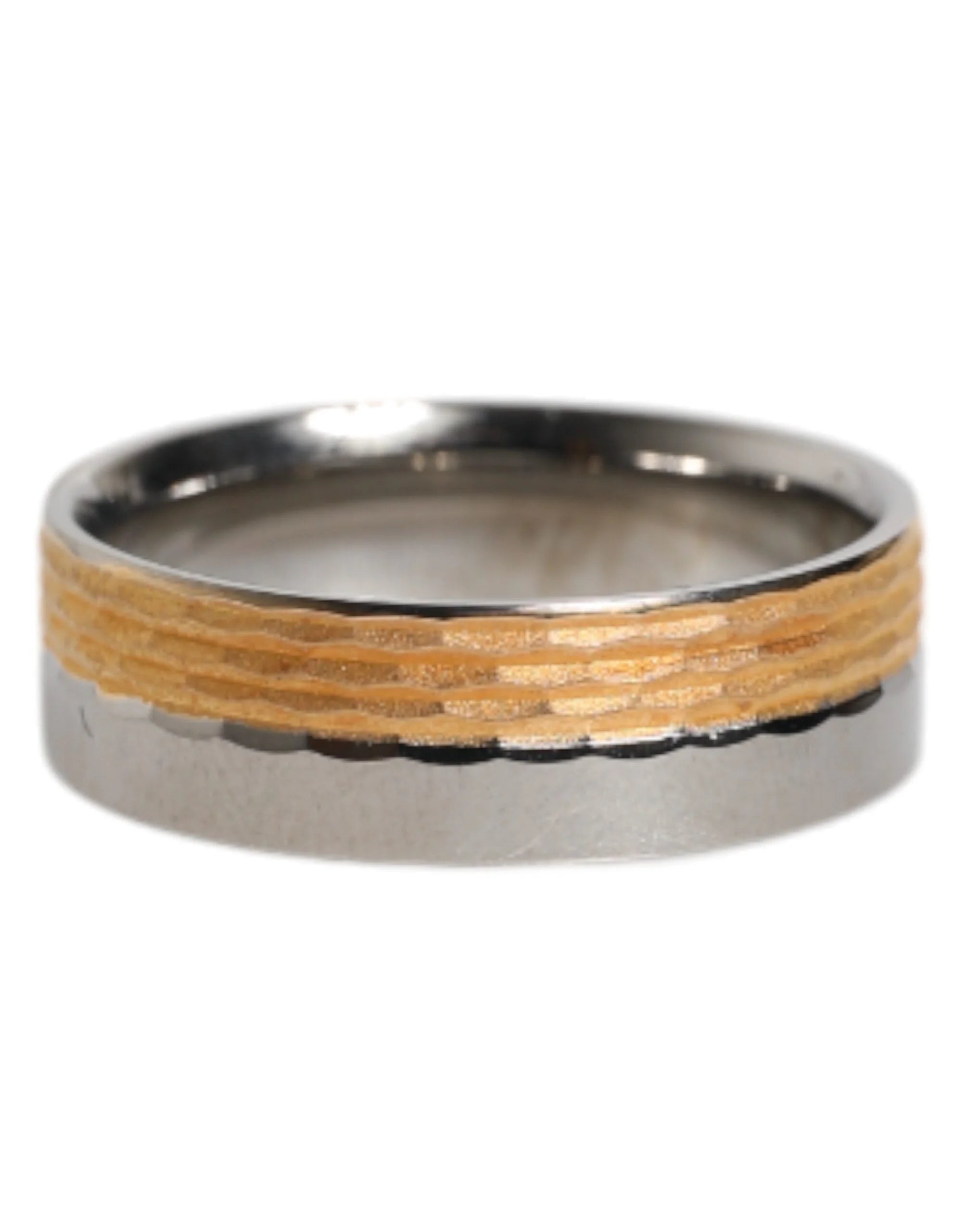 Dolce & Gabbana Gold Silver Tone Real Brass DG Logo Ring - EU56 | US8
