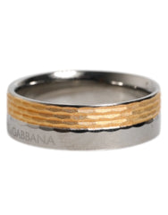 Dolce & Gabbana Gold Silver Tone Real Brass DG Logo Ring - EU56 | US8