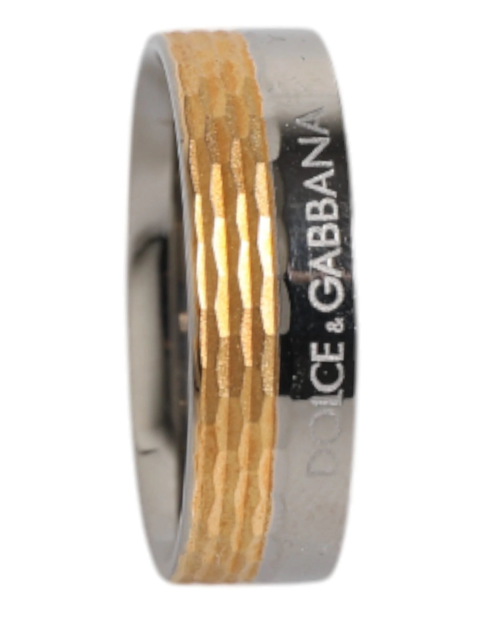 Dolce & Gabbana Gold Silver Tone Real Brass DG Logo Ring - EU56 | US8