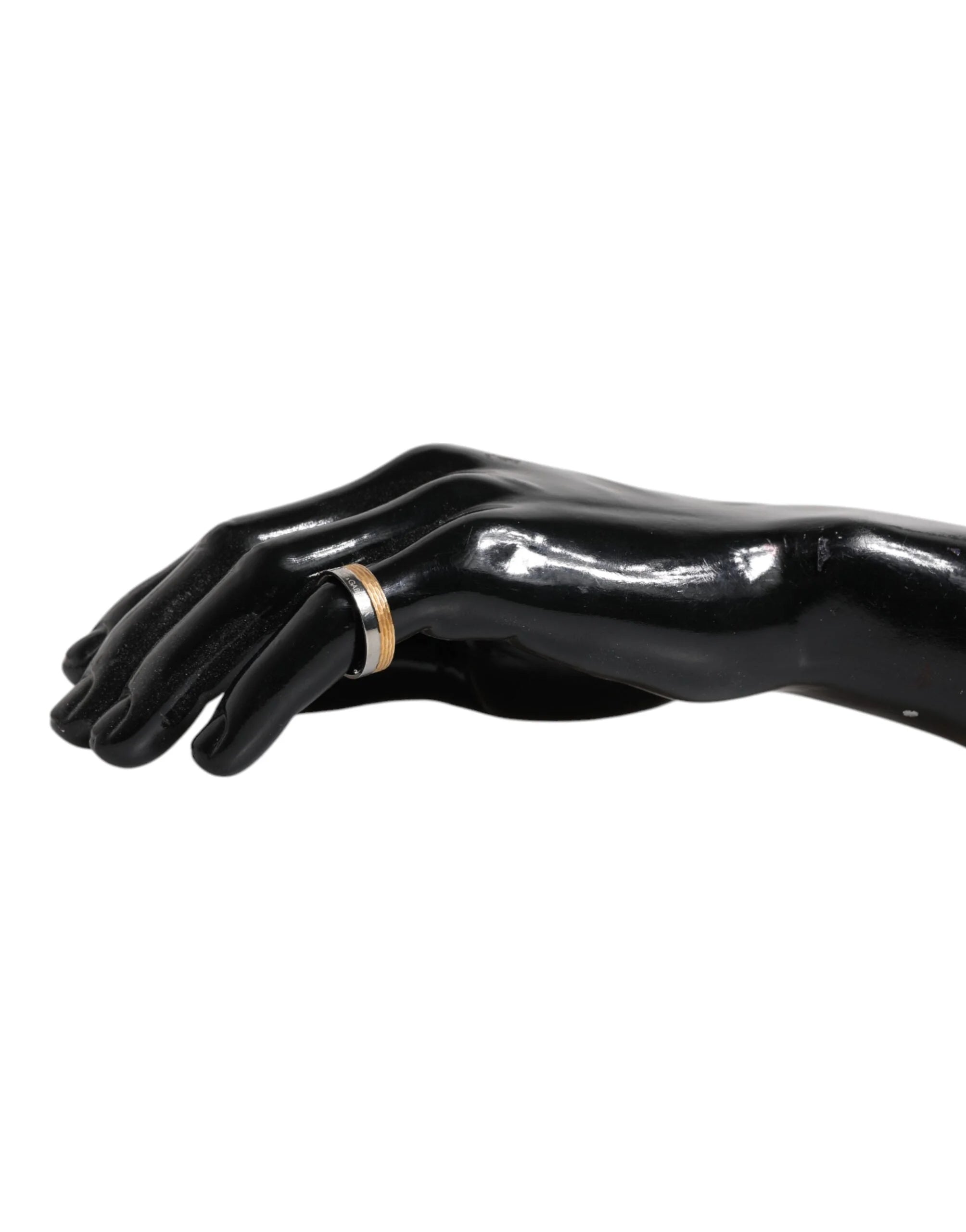 Dolce & Gabbana Gold Silver Tone Real Brass DG Logo Ring - EU56 | US8