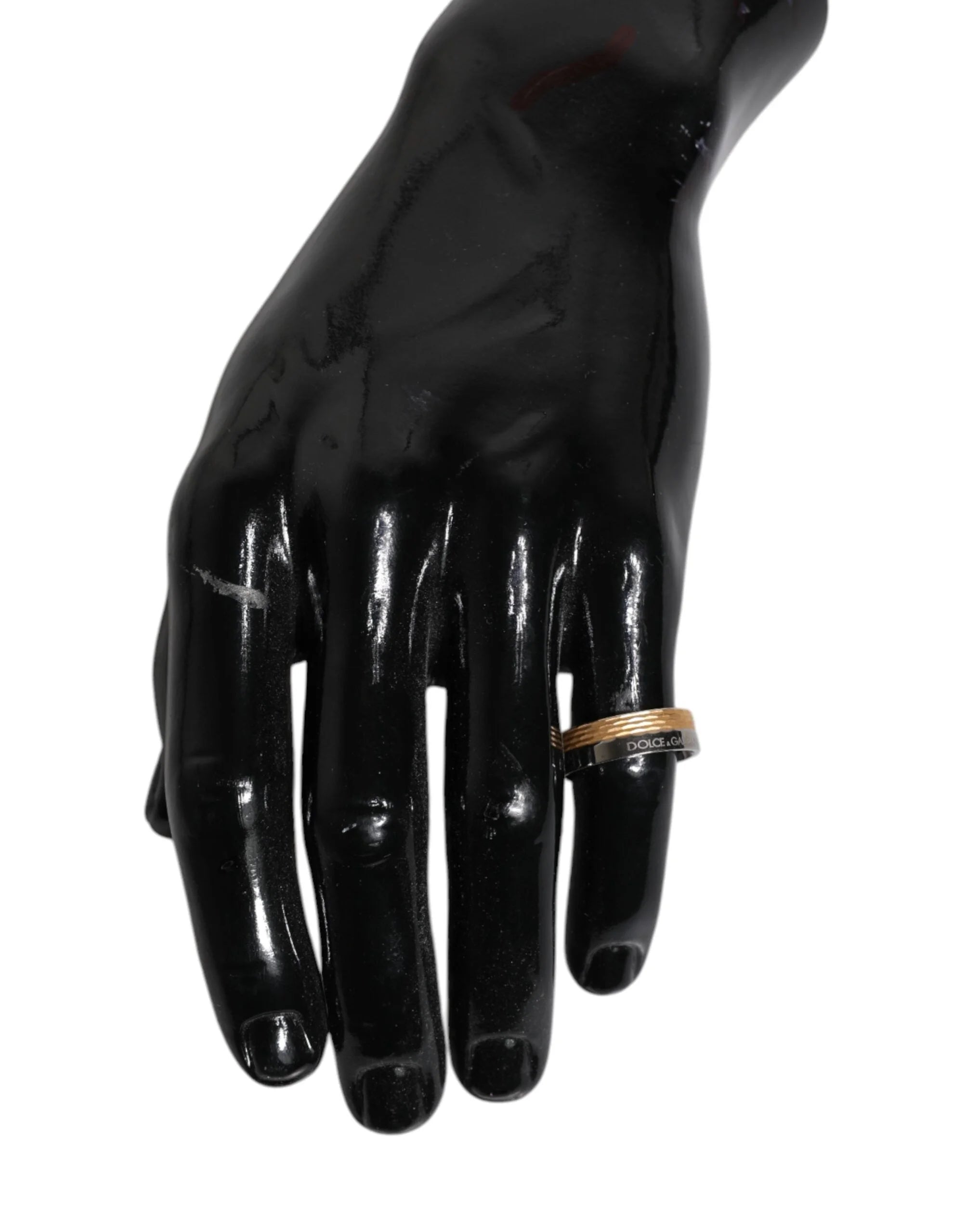 Dolce & Gabbana Gold Silver Tone Real Brass DG Logo Ring - EU64 | US11.5 - Rings