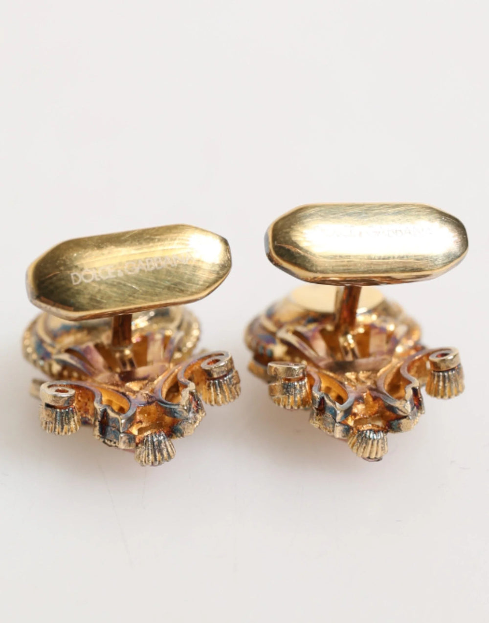Dolce & Gabbana Gold Tone 925 Sterling Silver Crystal Accessory Cufflinks - Cufflinks