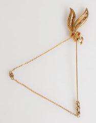Dolce & Gabbana Gold Tone 925 Sterling Silver Crystal Chain Pin Brooch - Brooches & Lapel Pins