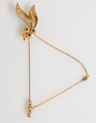 Dolce & Gabbana Gold Tone 925 Sterling Silver Crystal Chain Pin Brooch - Brooches & Lapel Pins