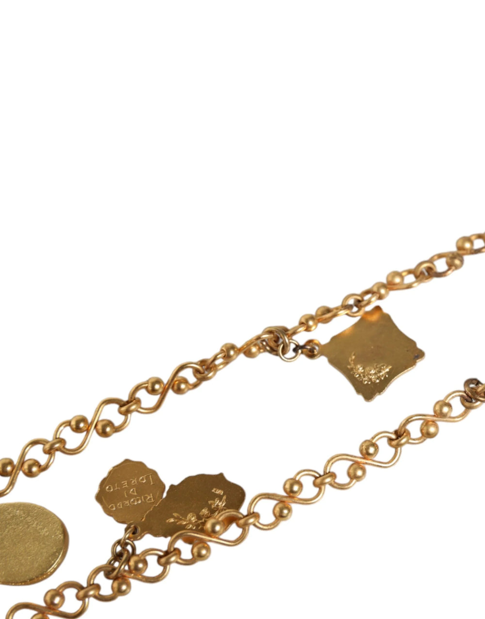 Dolce & Gabbana Gold Tone Brass Chain Religious Cross Pendant Necklace - Necklaces