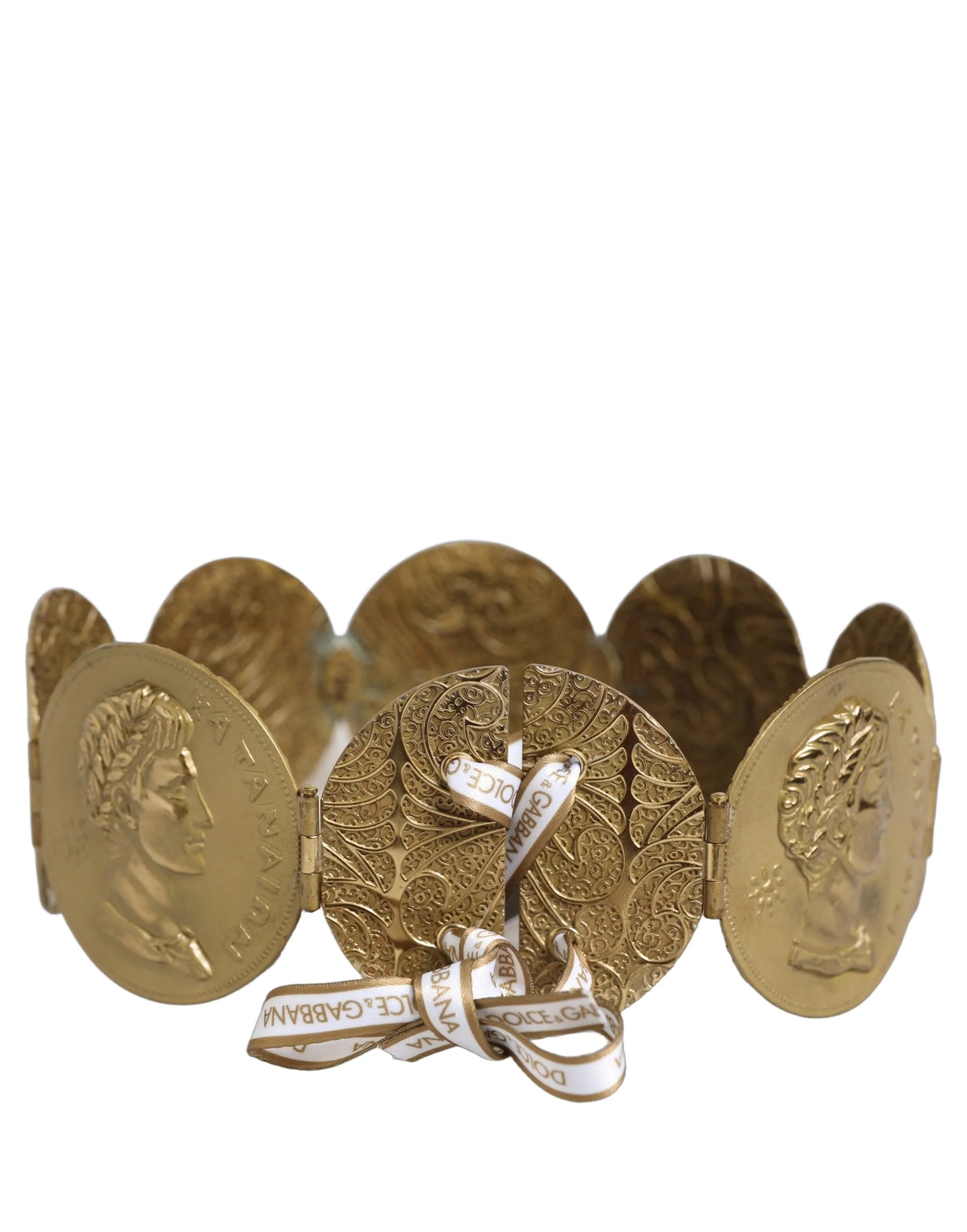 Dolce & Gabbana Gold Tone Brass Coin Metal Waist Cintura Belt - 75 cm / 30 Inches