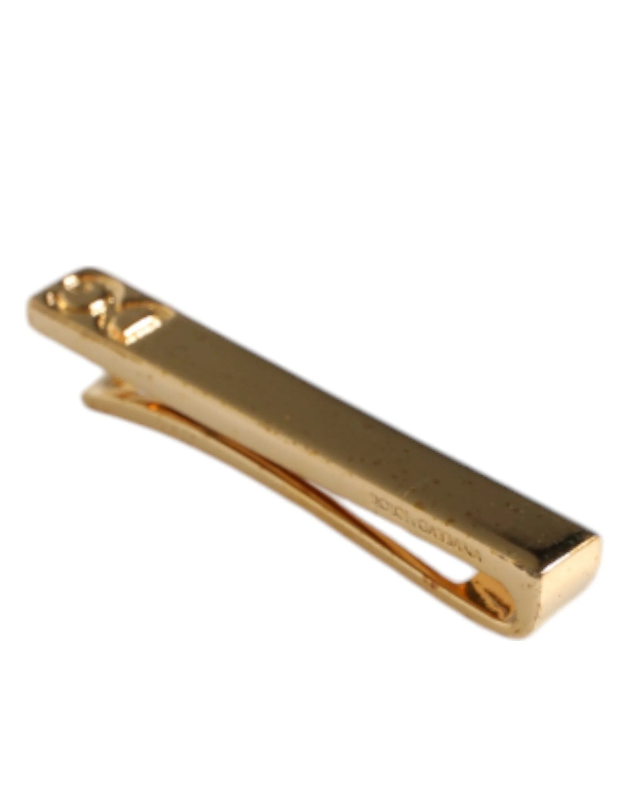 Dolce & Gabbana Gold Tone Brass Crystal Branded Accessory Tie Clip Bar - Tie Clips