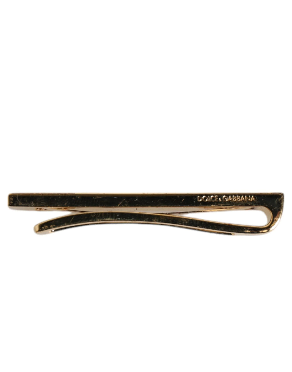 Dolce & Gabbana Gold Tone Brass Crystal Branded Accessory Tie Clip Bar - Tie Clips
