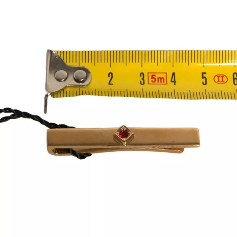 Dolce & Gabbana Gold Tone Brass Crystal Branded Tie Clip Bar - Tie Clips