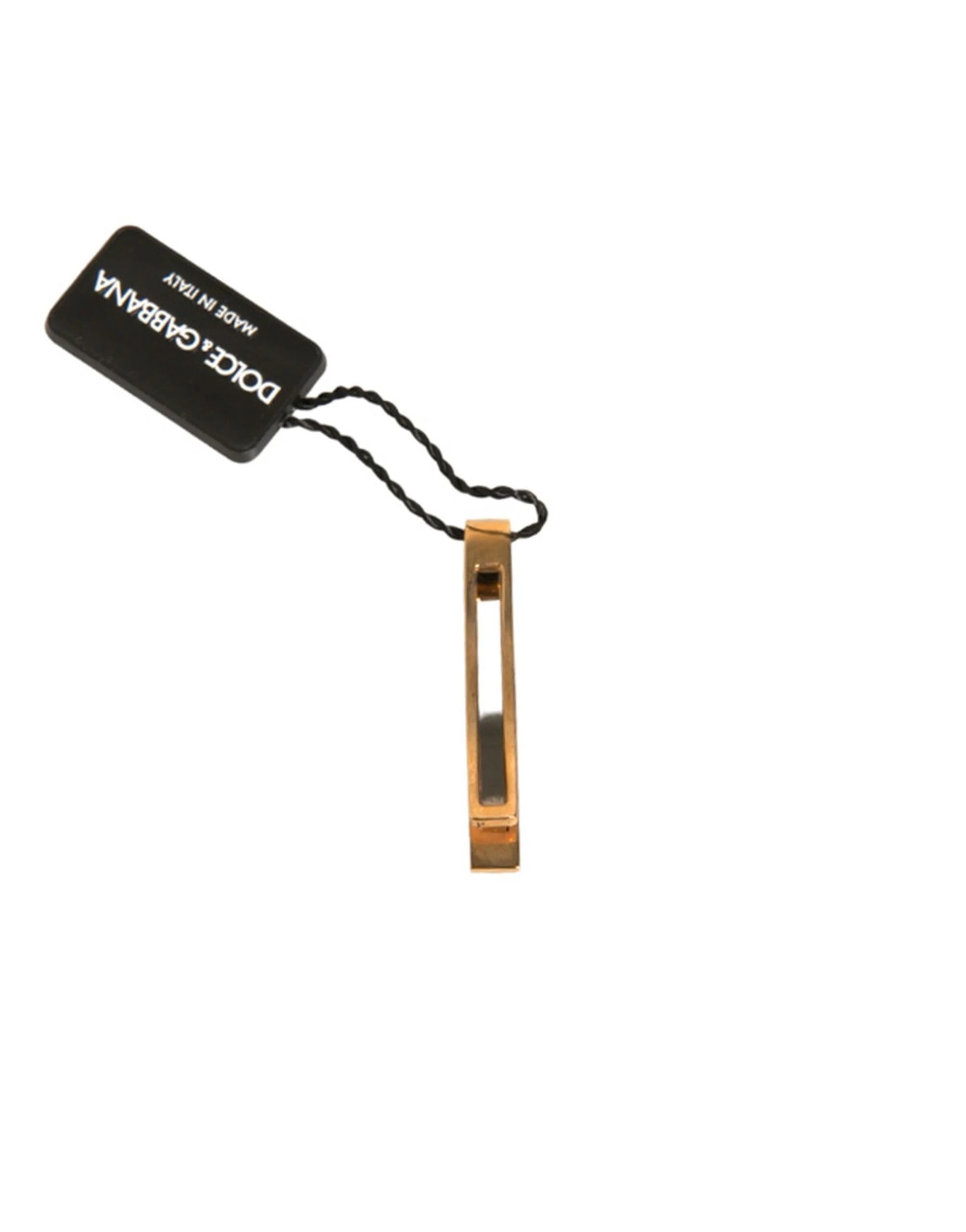 Dolce & Gabbana Gold Tone Brass Crystal Branded Tie Clip Bar - Tie Clips