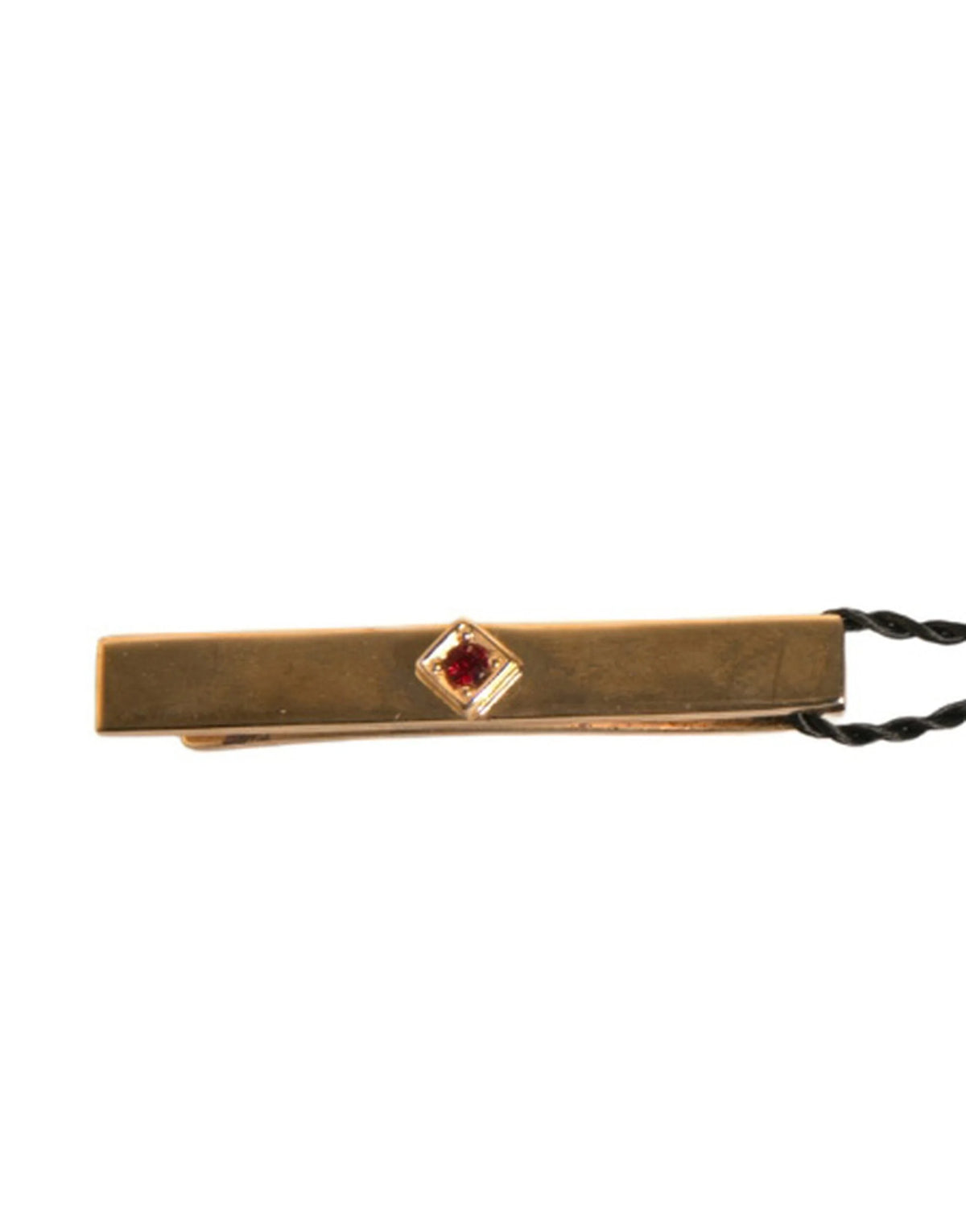 Dolce & Gabbana Gold Tone Brass Crystal Branded Tie Clip Bar - Tie Clips