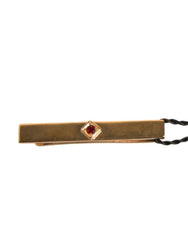 Dolce & Gabbana Gold Tone Brass Crystal Branded Tie Clip Bar - Tie Clips