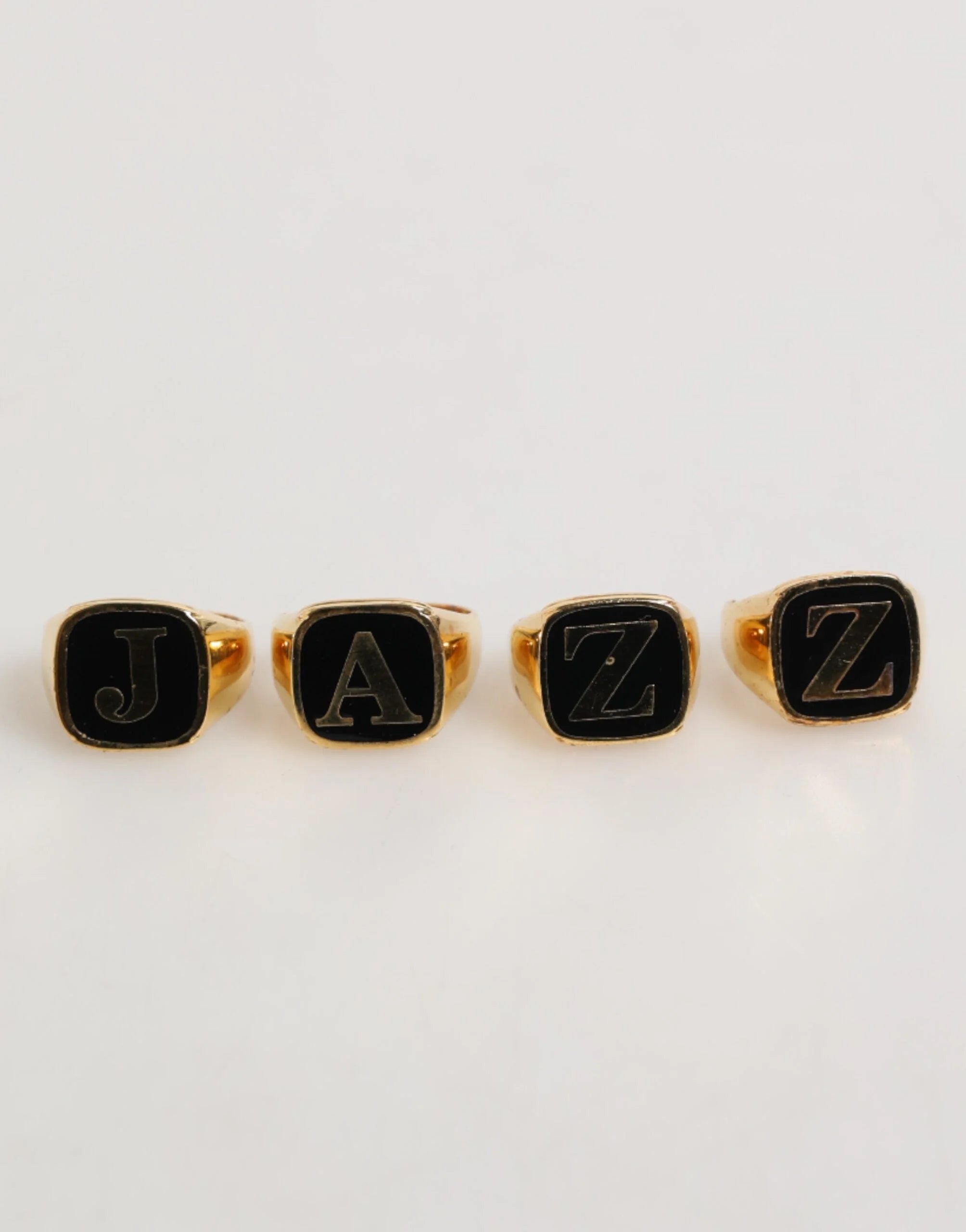 Dolce & Gabbana Gold Tone Brass JAZZ Letter Set 4 Pieces Adjustable Ring - Rings