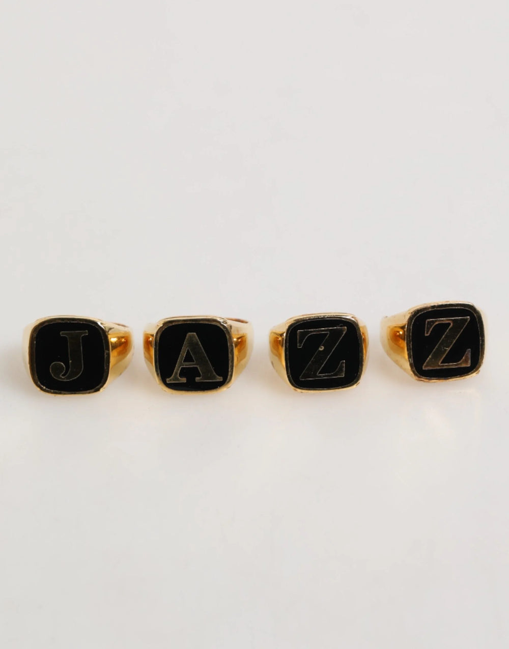 Dolce & Gabbana Gold Tone Brass JAZZ Letter Set 4 Pieces Adjustable Ring - Rings