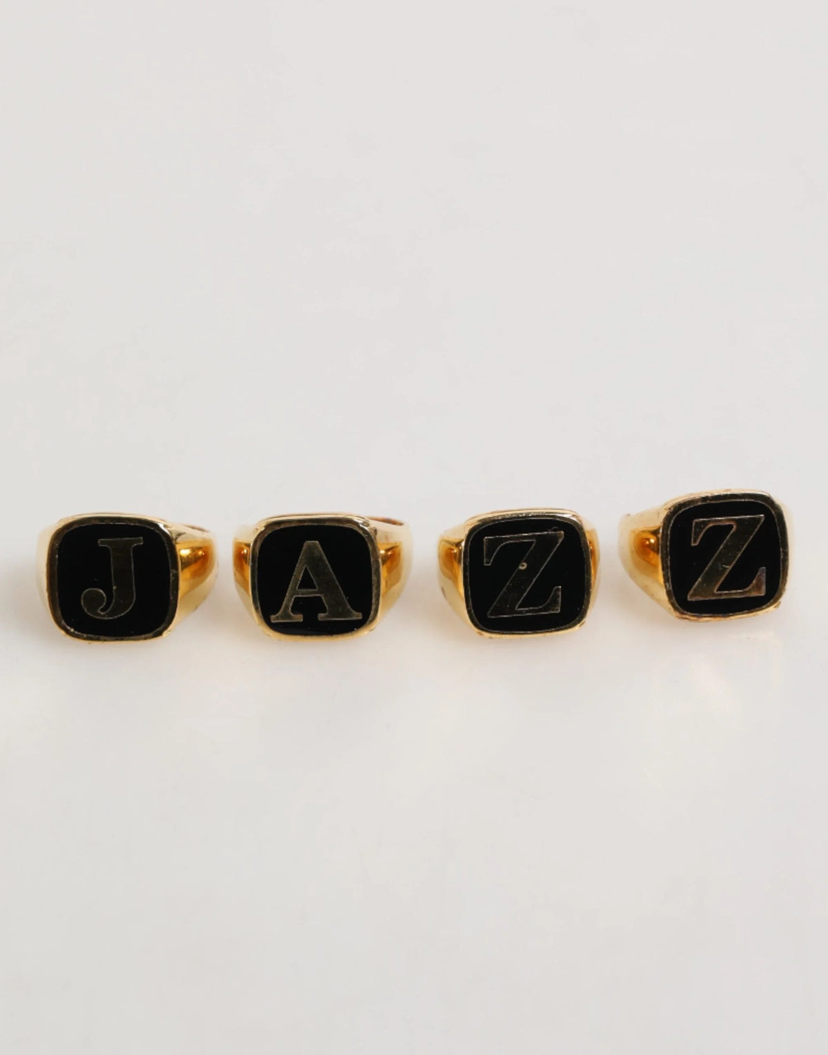 Dolce & Gabbana Gold Tone Brass JAZZ Letter Set 4 Pieces Adjustable Ring - Rings