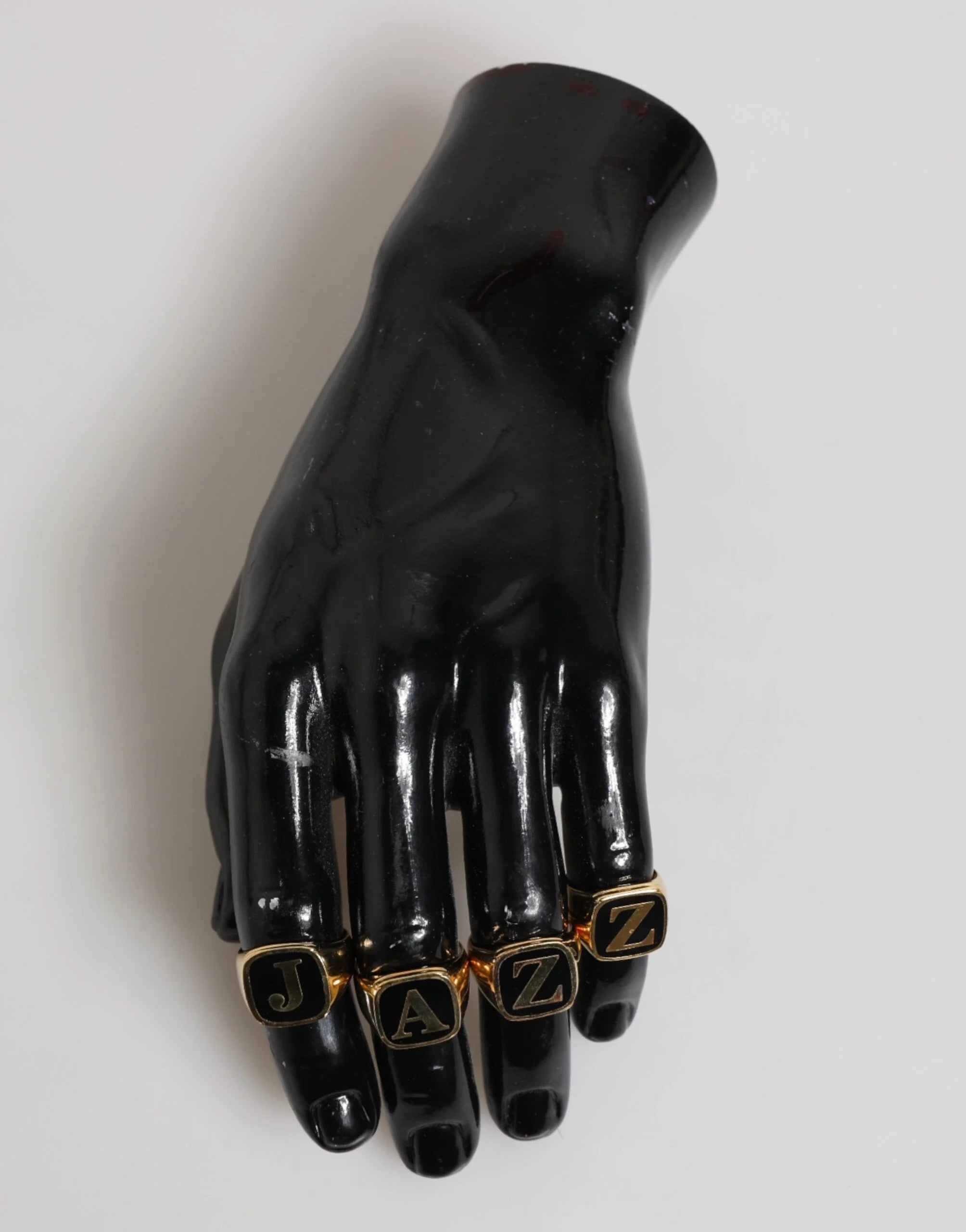 Dolce & Gabbana Gold Tone Brass JAZZ Letter Set 4 Pieces Adjustable Ring - Rings