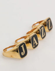 Dolce & Gabbana Gold Tone Brass JAZZ Letter Set 4 Pieces Adjustable Ring - Rings