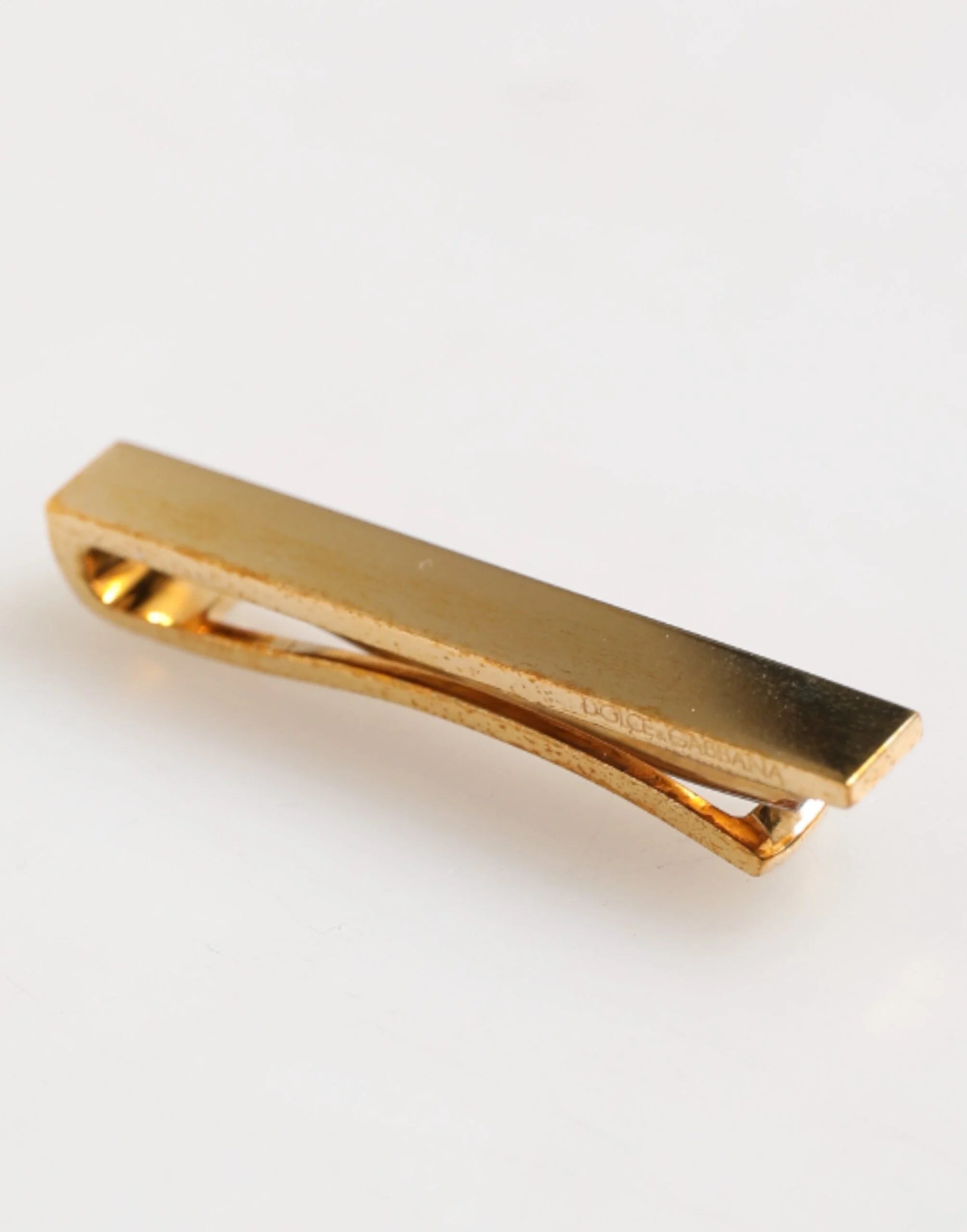 Dolce & Gabbana Gold Tone Brass Logo Branded Men Accessory Tie Clip Bar - Tie Clips