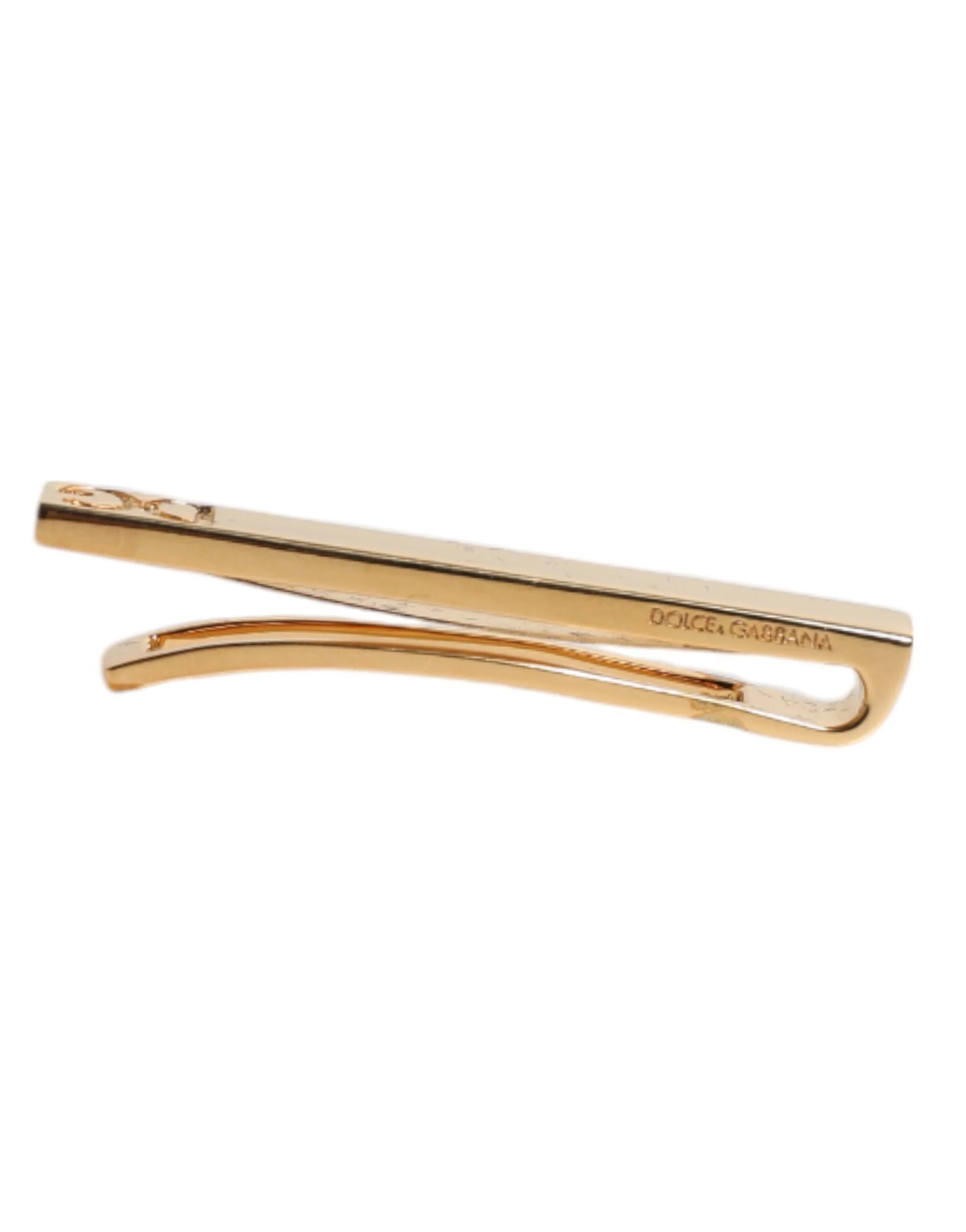 Dolce & Gabbana Gold Tone Brass Logo Branded Tie Clip Bar - Tie Clips