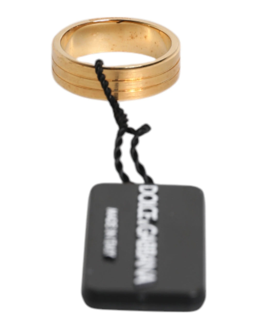 Dolce & Gabbana Gold Tone Brass Red Crystal DG Logo Ring - EU54 | US7 - Rings