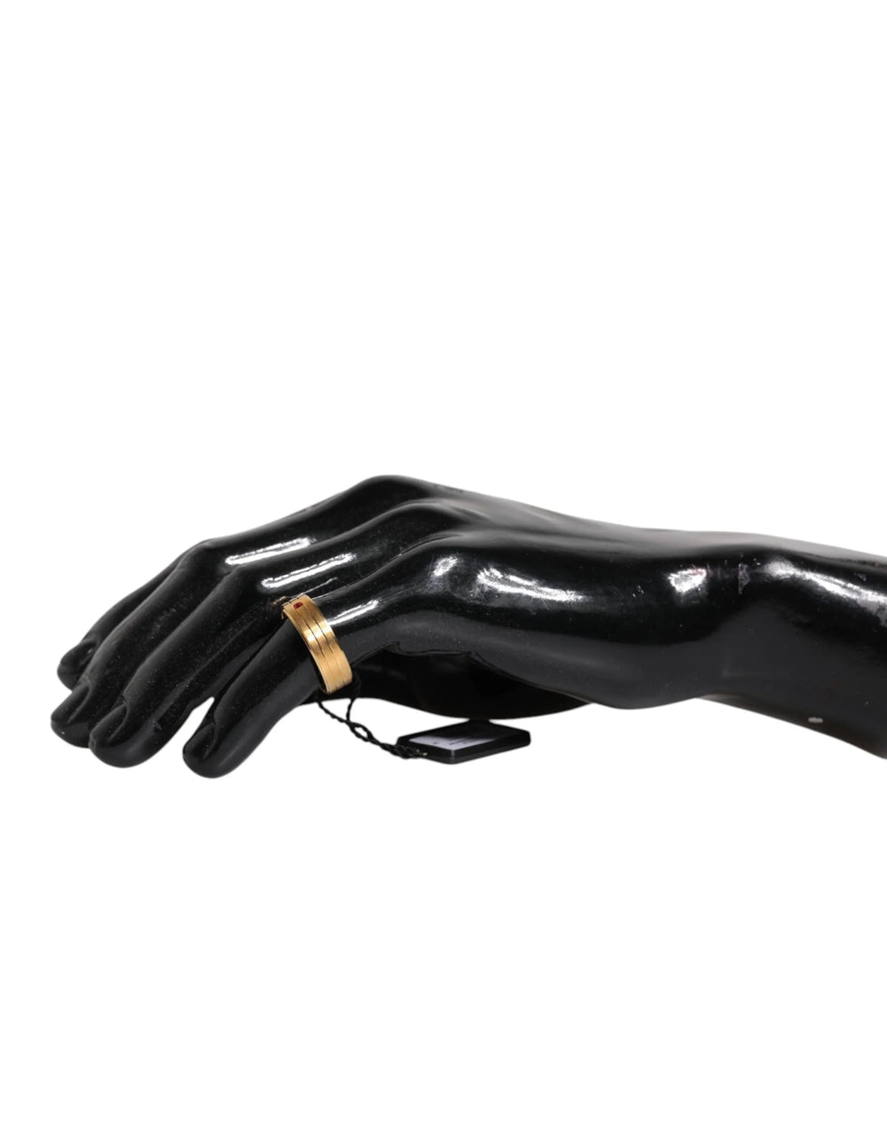 Dolce & Gabbana Gold Tone Brass Red Crystal DG Logo Ring - EU56 | US8 - Rings