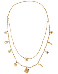 Dolce & Gabbana Gold Tone Chain Brass Charm Statement Sicily Necklace - Necklaces